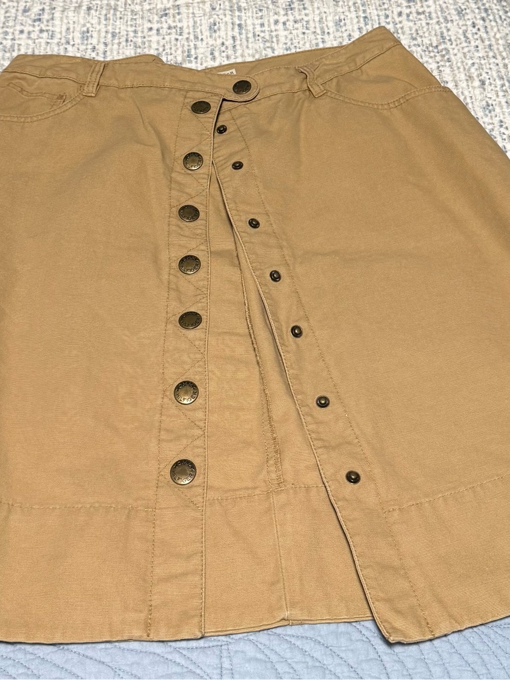 Tommy Hilfiger Tan Button-Front A-Line Skirt